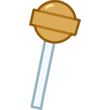 a tan spherical lollipop with a band around the centre.